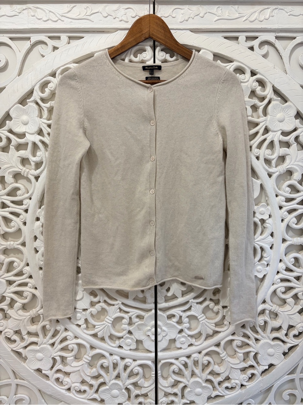 Massimo Dutti 100% Cashmere Cardigan Sweater Cream Size S